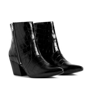 AllSaints Aster Croco Boots Black Size 40